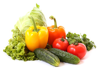 different  Fresh vegetables on white background