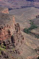 Downward view of Bright Angel Trail in the Grand Canyon
