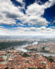 Naklejka na ściany i meble Aerial view of Prague City
