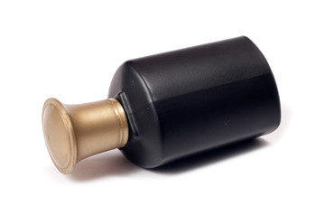 Black bottle of spirits isolated on