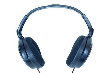Black headphones isolated on white.