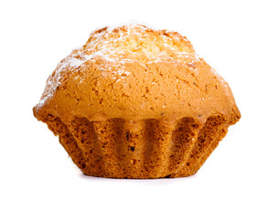 Tasty muffin with sugar powder