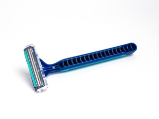 Razor with two blades, on white background