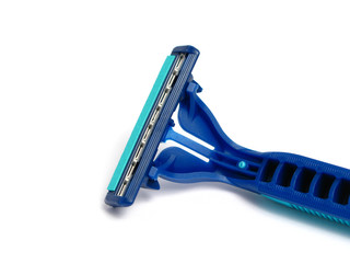 Razor with two blades, on white background