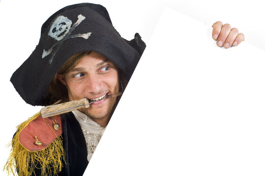 pirate holding a sign