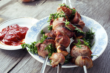 Skewers with a shish kebab
