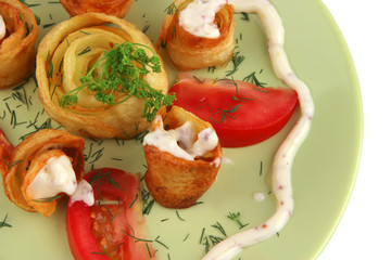 served potatos with sauce