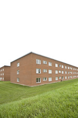 Brick wall building on a cloudy day
