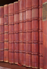 Antique books in a row