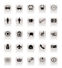 Airport, travel and transportation vector icon set