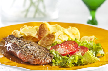 Steak and chips