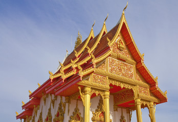 Naklejka premium Traditional Thai style Buddhist church roof