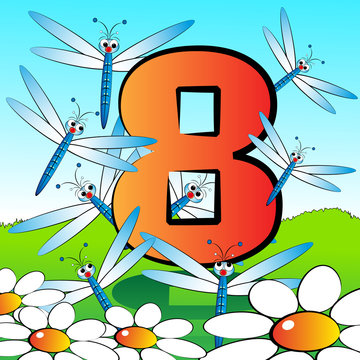 Numbers serie for kids - #08 Dragonfly