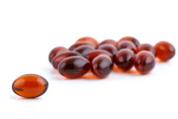 Lecithin capsules closeup