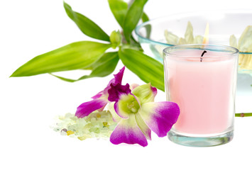 spa theme with candle and orchid