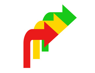 red green yellow arrows
