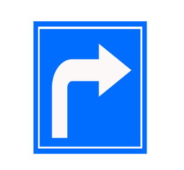 blue right turn sign