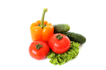 Fresh vegetables on white background. Diet concept.