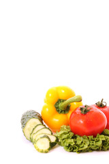 Fresh vegetables on white background. Diet concept.