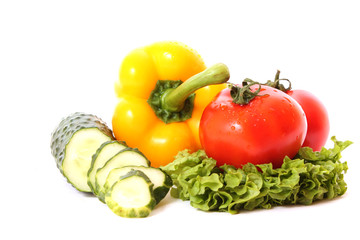 Fresh vegetables on white background. Diet concept.