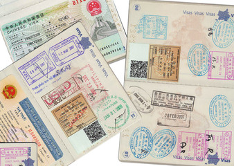 Nombreux visas sur des passeports