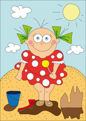 little girl over sand-box