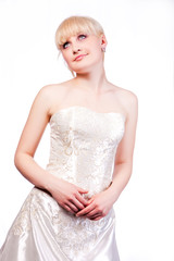 Fototapeta na wymiar blonde in white wedding dress