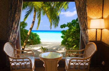 Hotel room and landscape