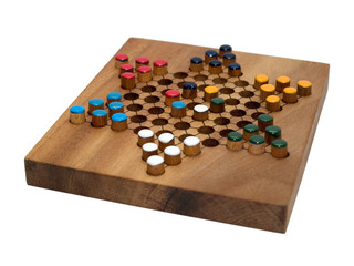 chinese checkers wooden board isolated on white