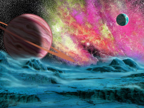 Fototapeta Big planet and nebula