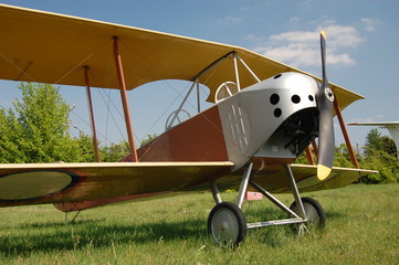 Exhibit of museum of aviation - old biplane.Kiev,Ukraine