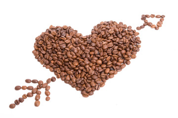 heart made of coffee beans