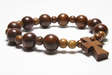 Wooden Beads And Cross