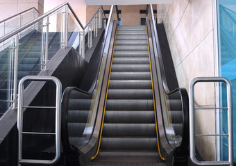Escalator and stairs.