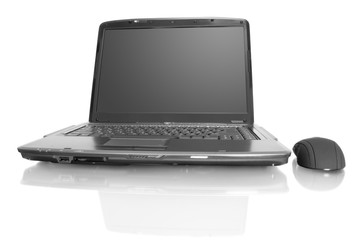 computer technology. laptop with mouse