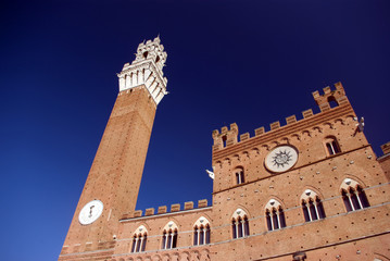 Siena, Palazzo Pubblico e Torre del Mangia 3 - obrazy, fototapety, plakaty