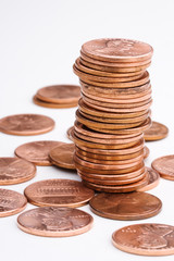 pile of U.S. pennies