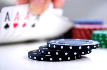poker chips and playing cards