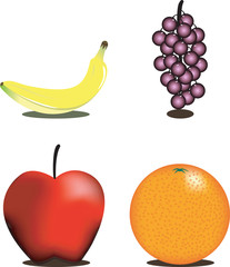 Healthy Food Fruit Banana Grapes Apple Orange
