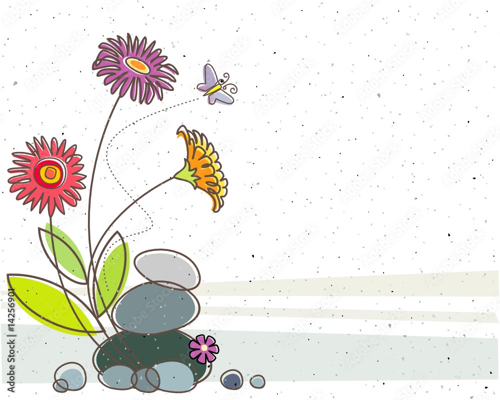 Aufkleber floral design with texture background. vector layered.