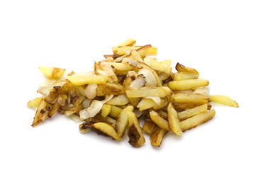 fried potatoes on white