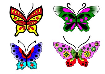 Plakat Farbiges Schmetterling Set