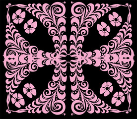square pink design on black