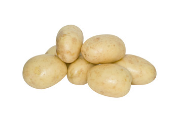 Pile of potatoes isolated on white background