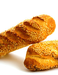 Baguette over white background