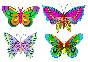 Fototapeta na wymiar Schmetterling Set in Farbe