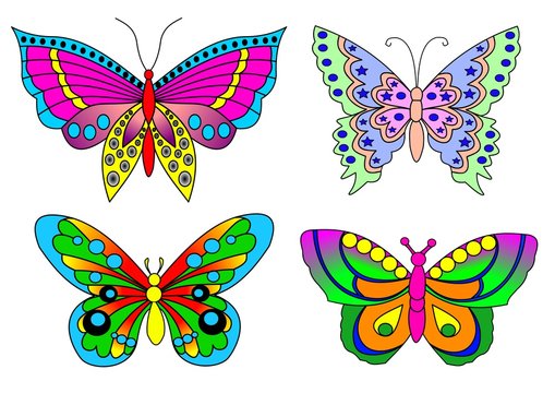 Schmetterling Set in Farbe als Illustration