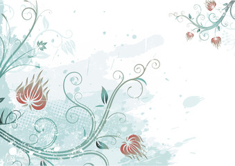 Vector illustration of Grunge Floral Background