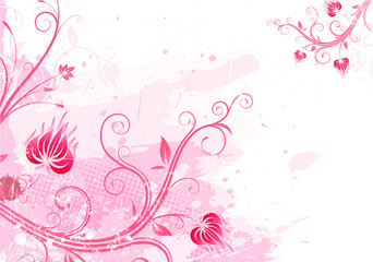 Fototapeta na wymiar Vector illustration of pink Grunge Floral Background