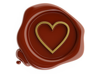 red wax gold heart
